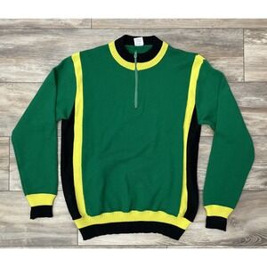 Vtg Santini baleno Seattle Wool Cycling Sweater Black Green Yellow Size 4-C57‎